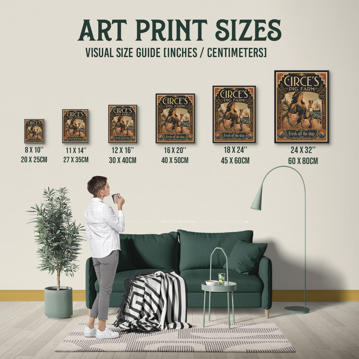 Circe's Pig Farm — Poster Size Comparison